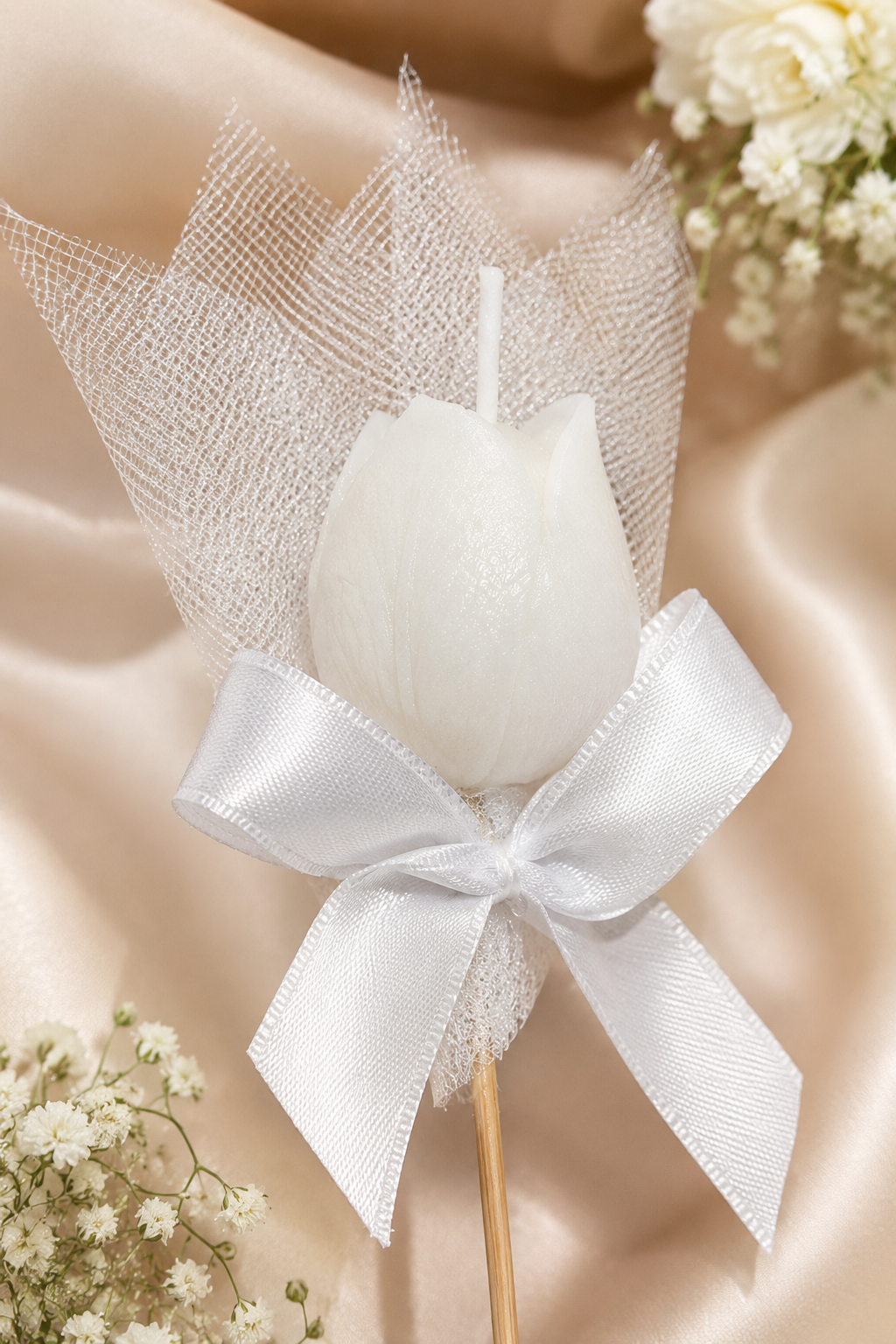 250 Adet Kişiye Özel Beyaz Lale Kokulu Mum Hediyelik Söz Nişan Kına Baby Shower Organizasyon Hediyesi