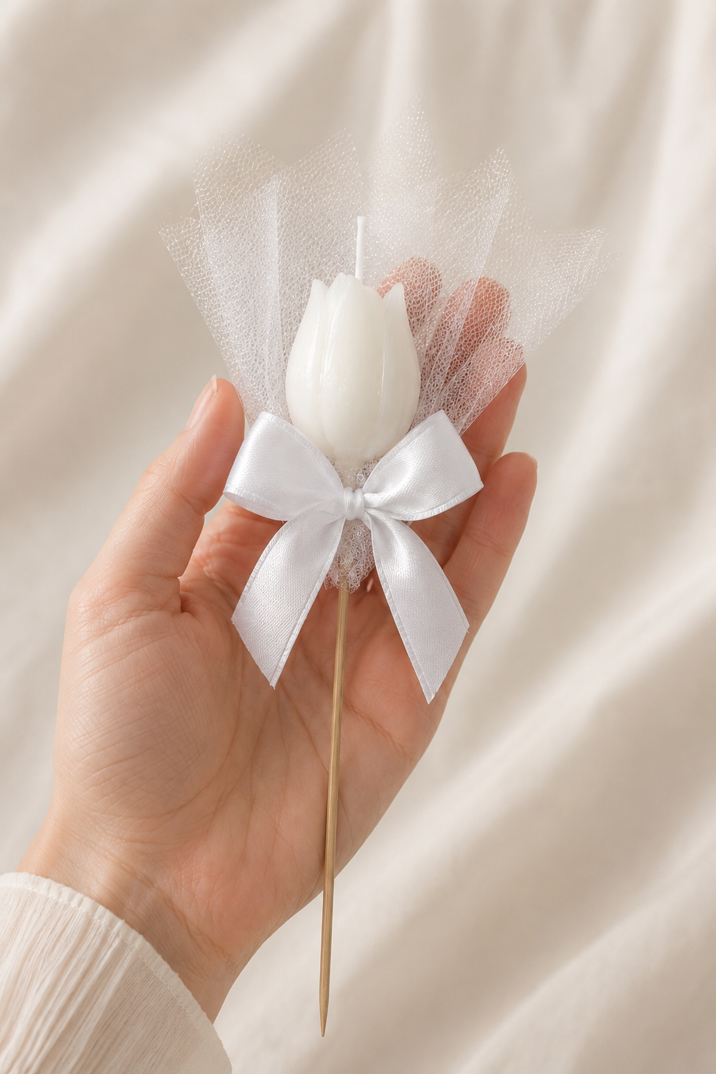 250 Adet Kişiye Özel Beyaz Lale Kokulu Mum Hediyelik Söz Nişan Kına Baby Shower Organizasyon Hediyesi