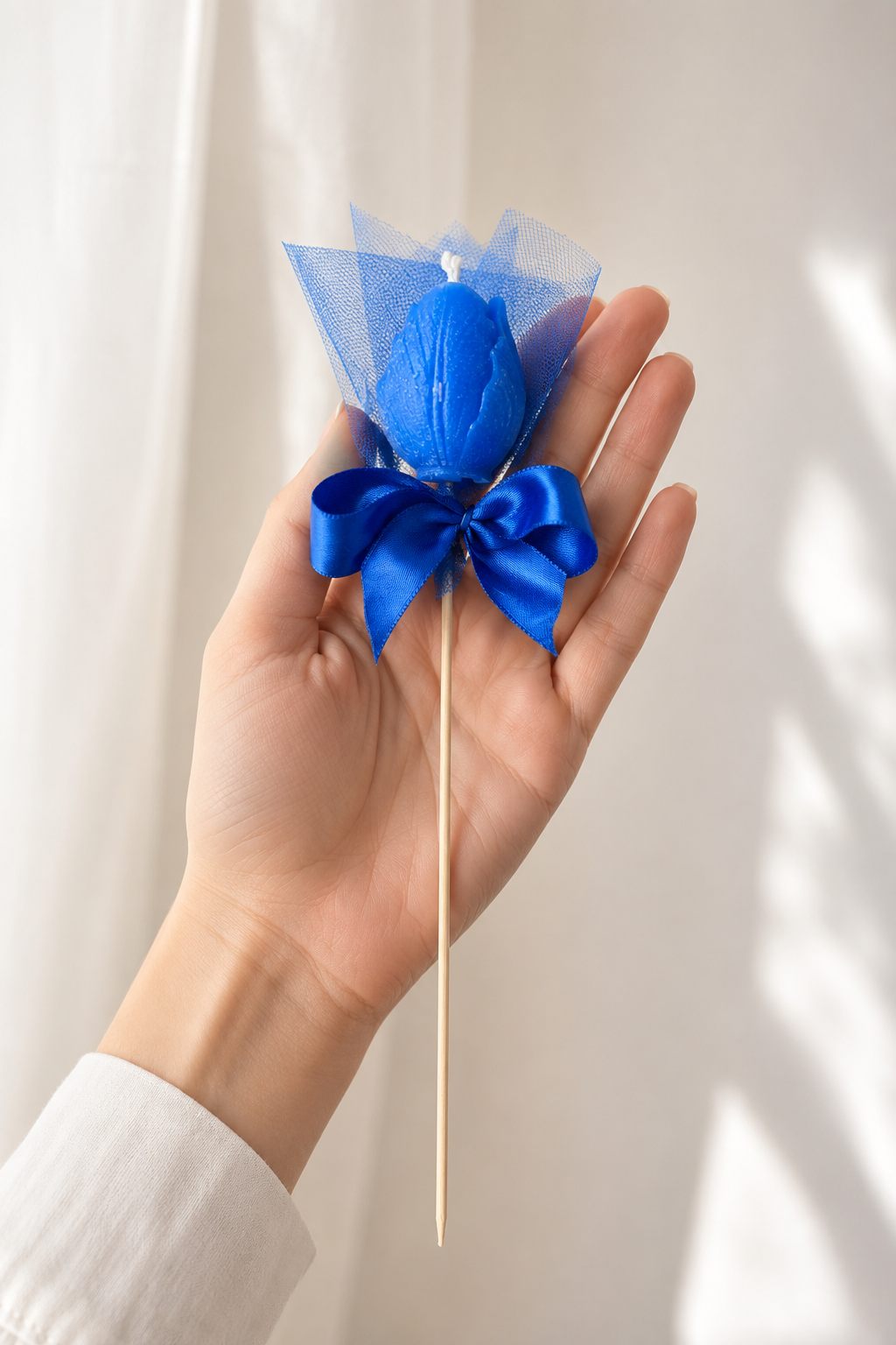 500 Adet Kişiye Özel Mavi Lale Kokulu Mum Hediyelik Söz Nişan Kına Baby Shower Organizasyon Hediyesi